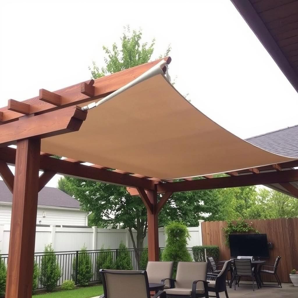 Pergola with a shade cloth roof