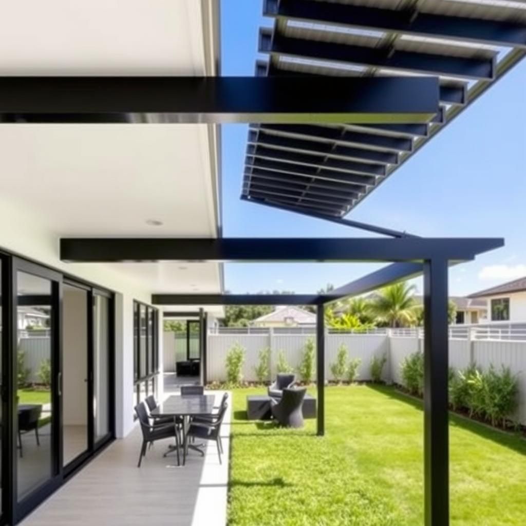 Attached pergola on a modern Brisbane home