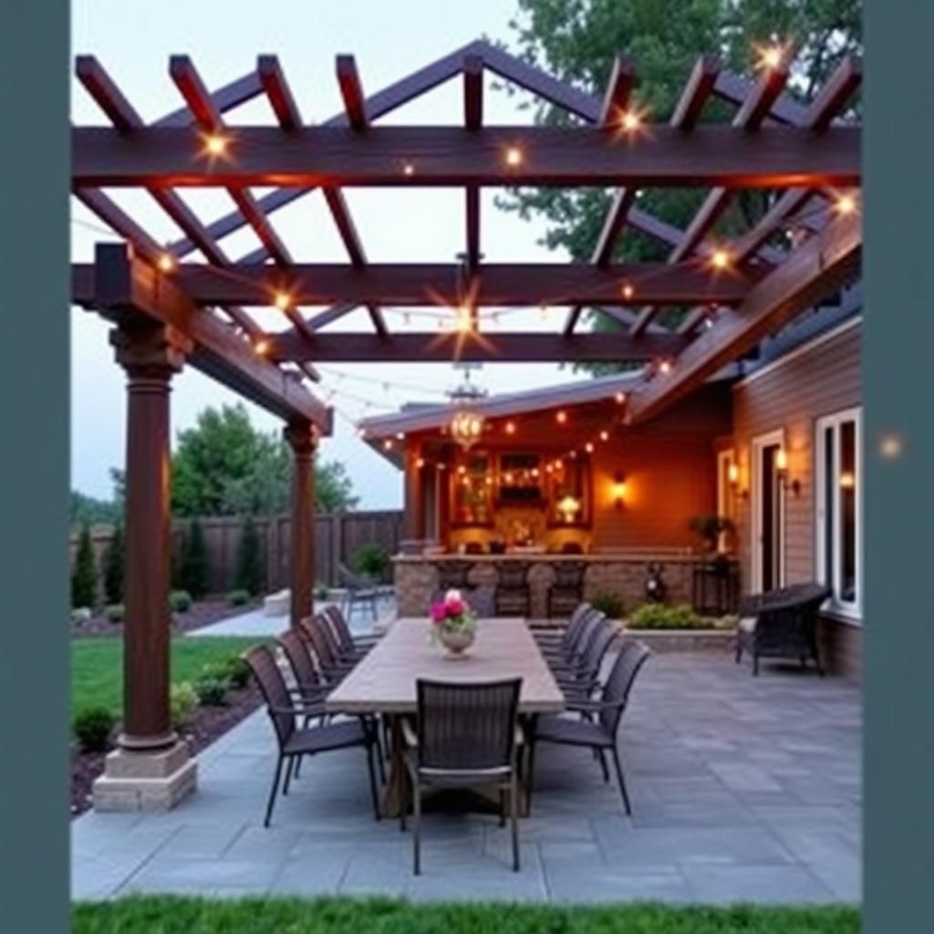 Classic pergola over outdoor dining area