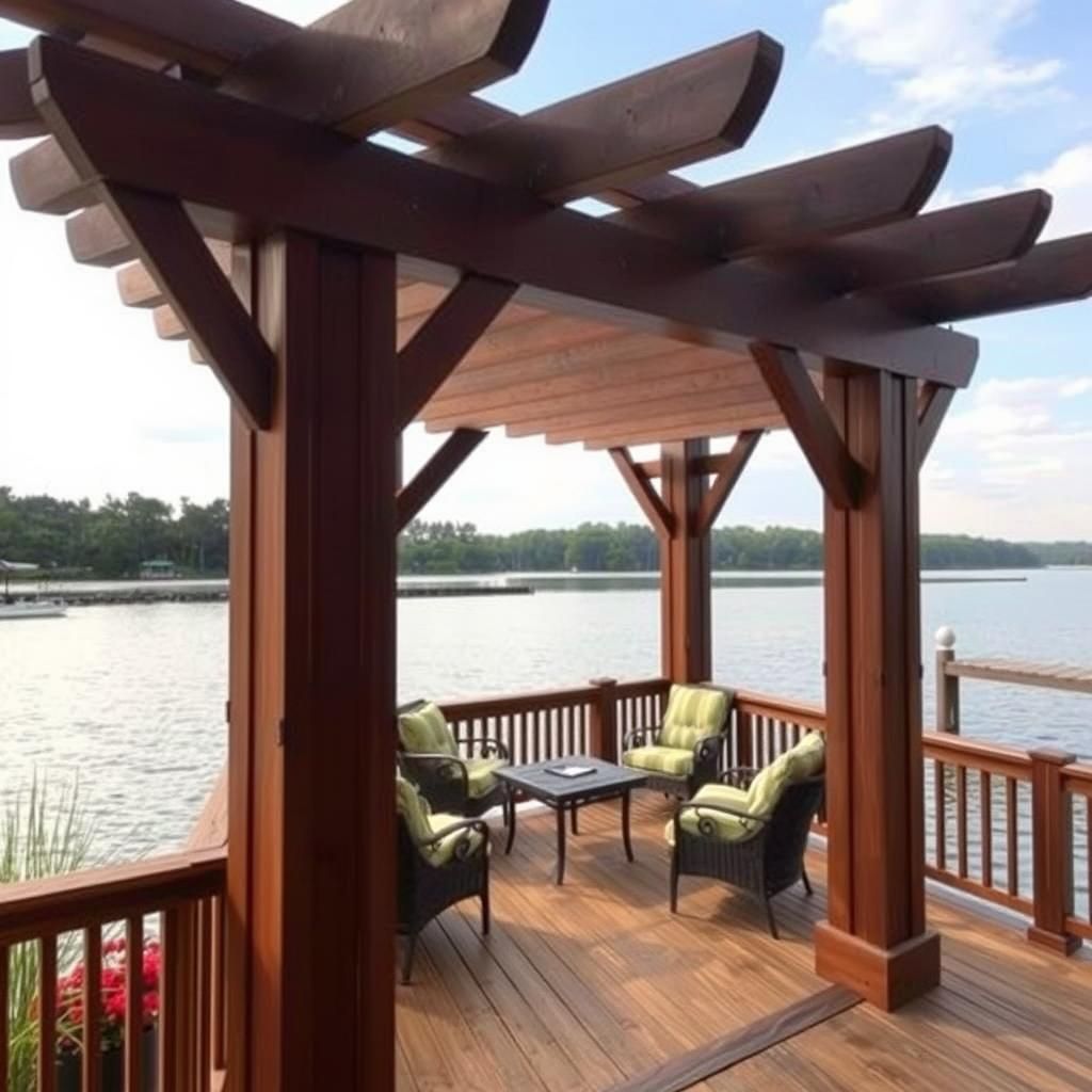 A finished pergola on a dock