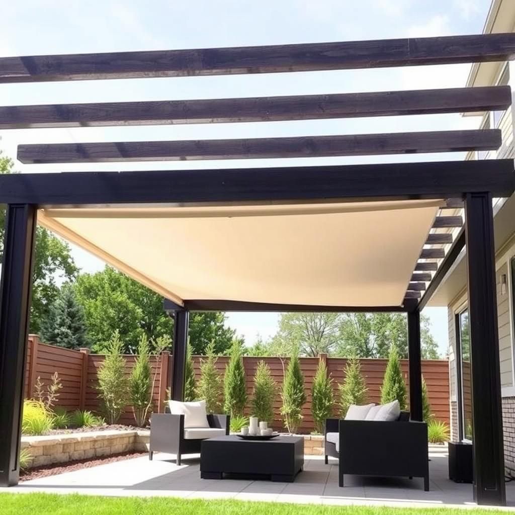 Contemporary Pergola with Retractable Awning