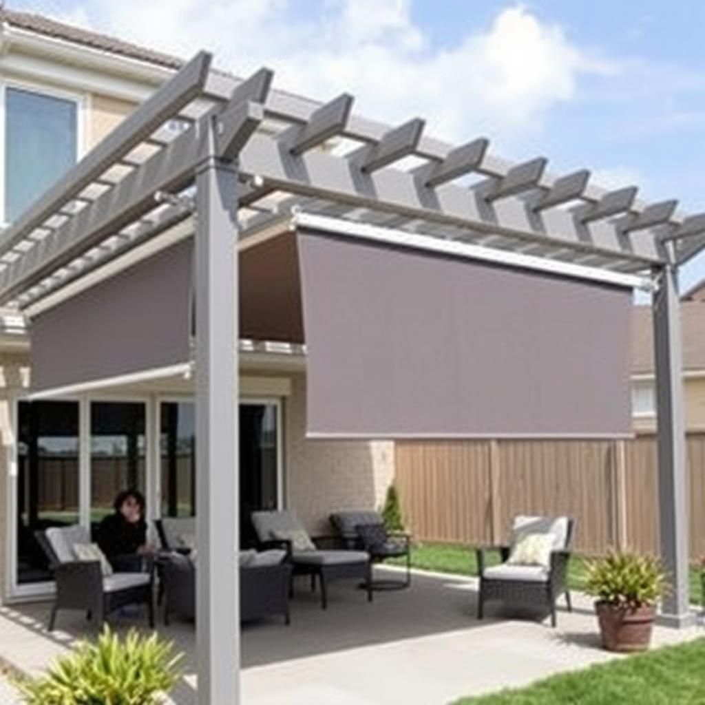 Covered Pergola with Retractable Awning