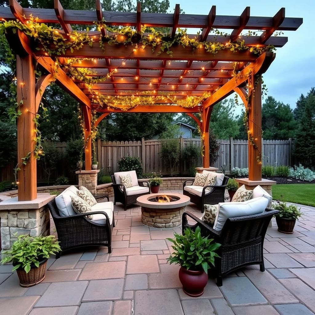 Cozy Flagstone Patio with Pergola