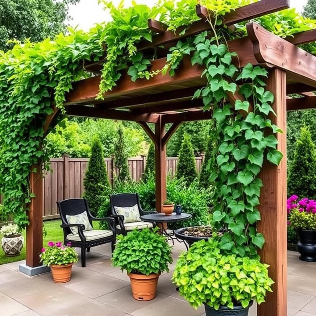 Cozy Pergola Patio with Greenery