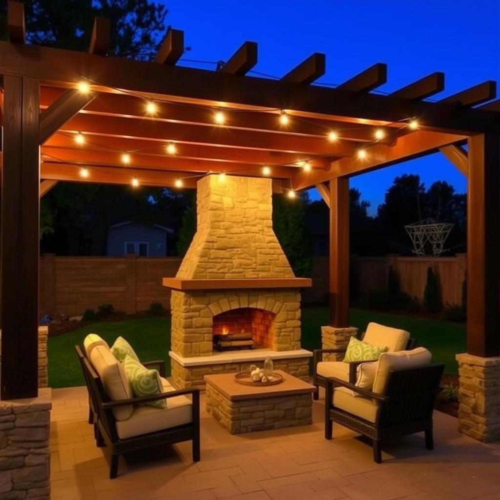 Cozy Pergola with Fireplace