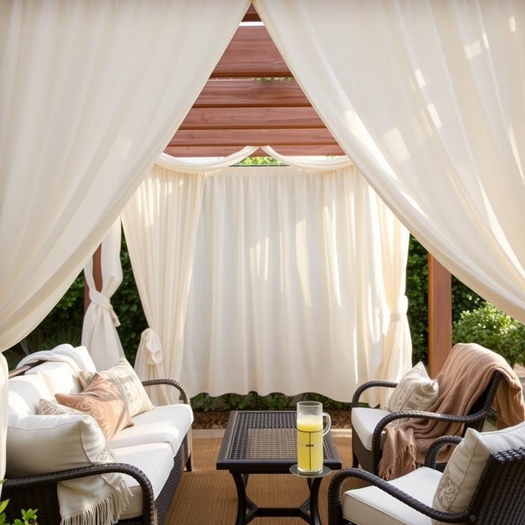 Cozy Pergola with Outdoor Curtains