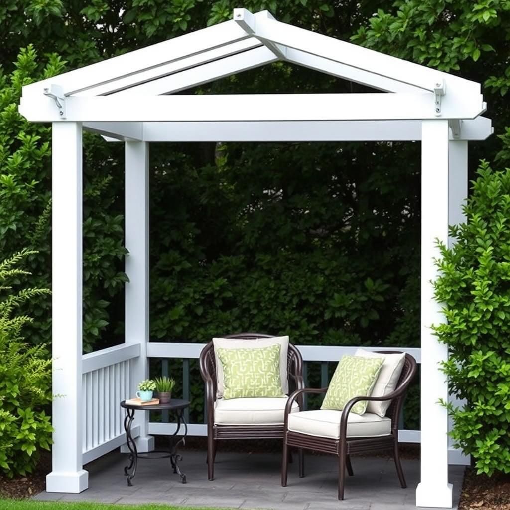 Cozy pergola reading nook with cushions