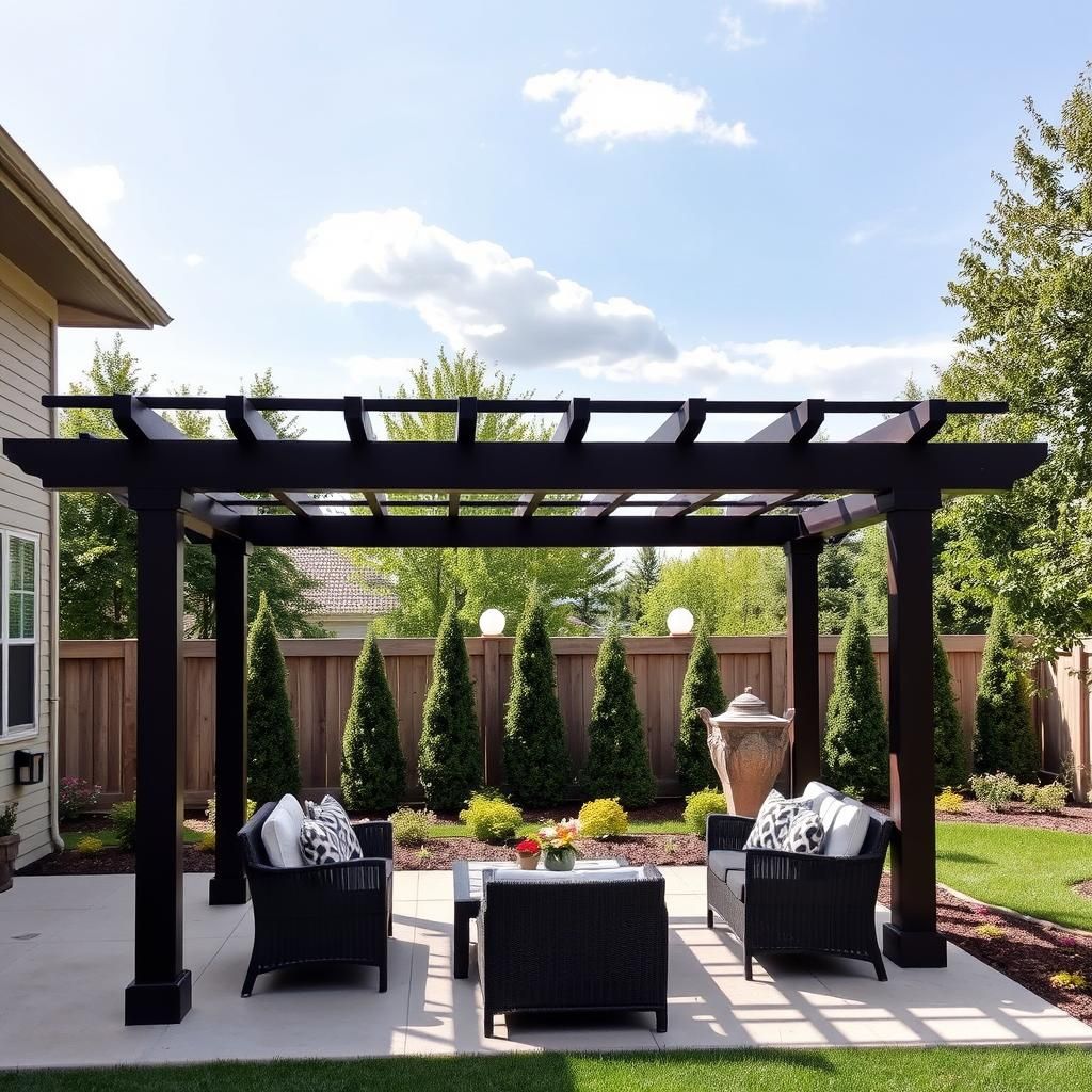 Modern Pergola Design with Dark Stain