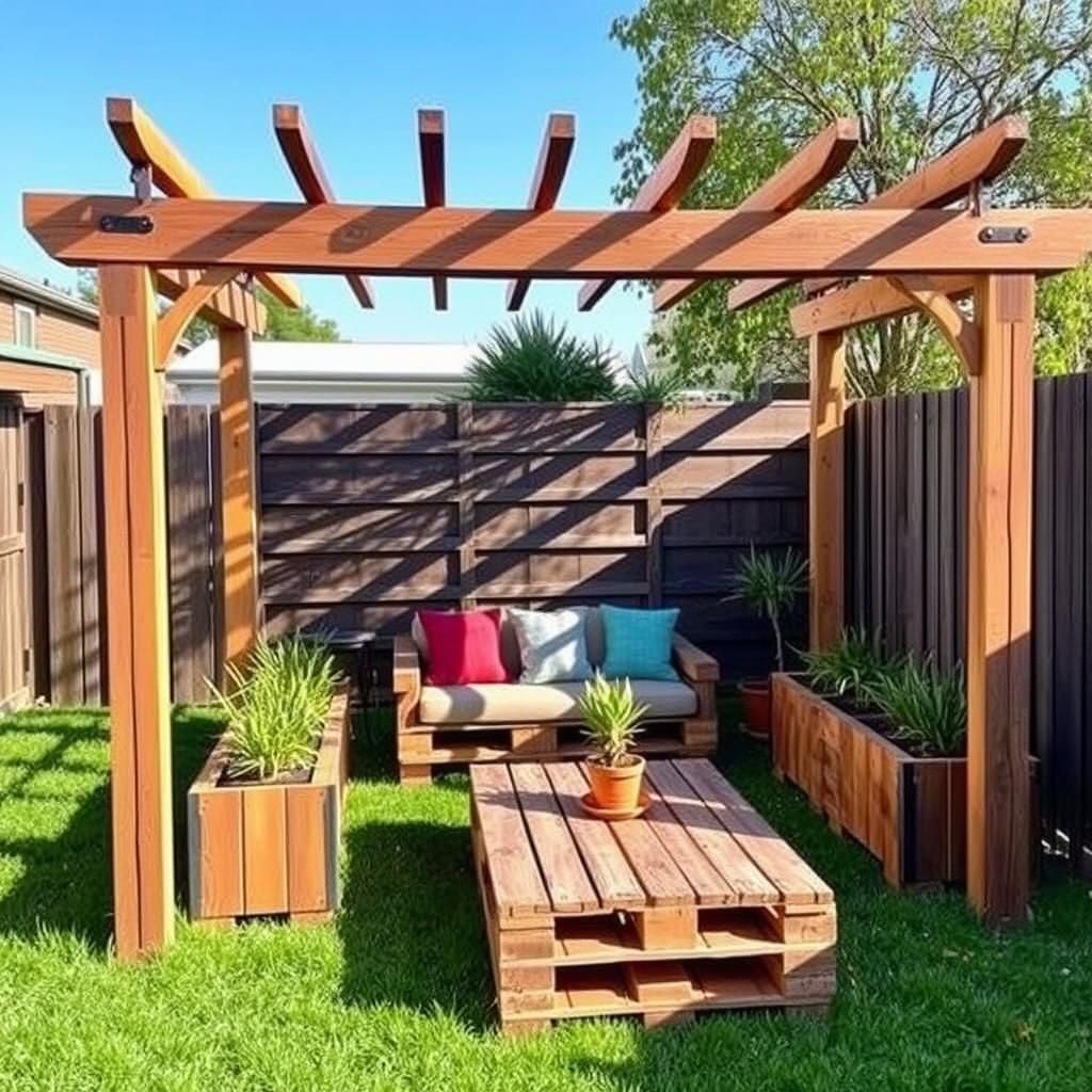 DIY Pallet Pergola Furniture