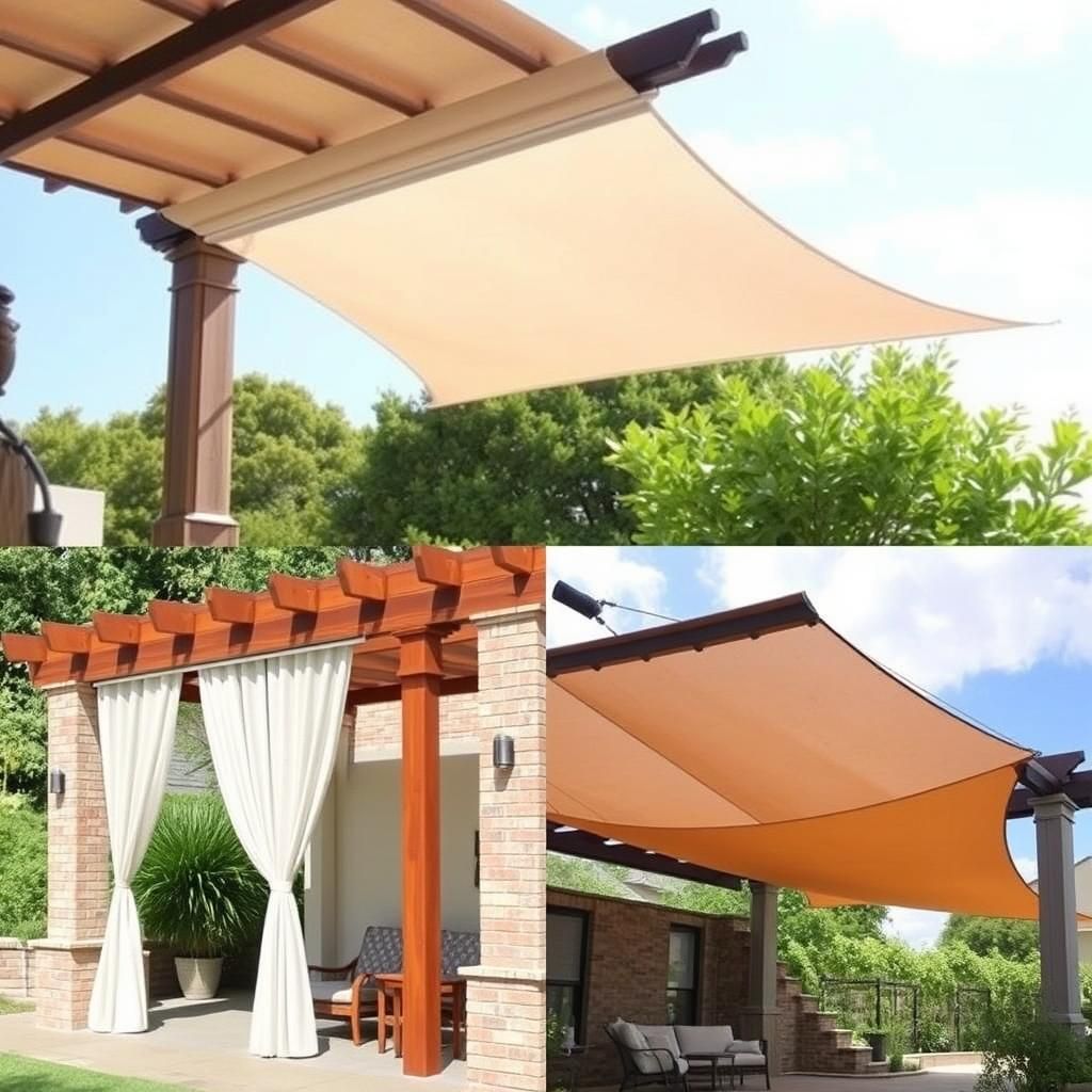 Fabric pergola shade covers: canvas, outdoor curtains, retractable shade sails