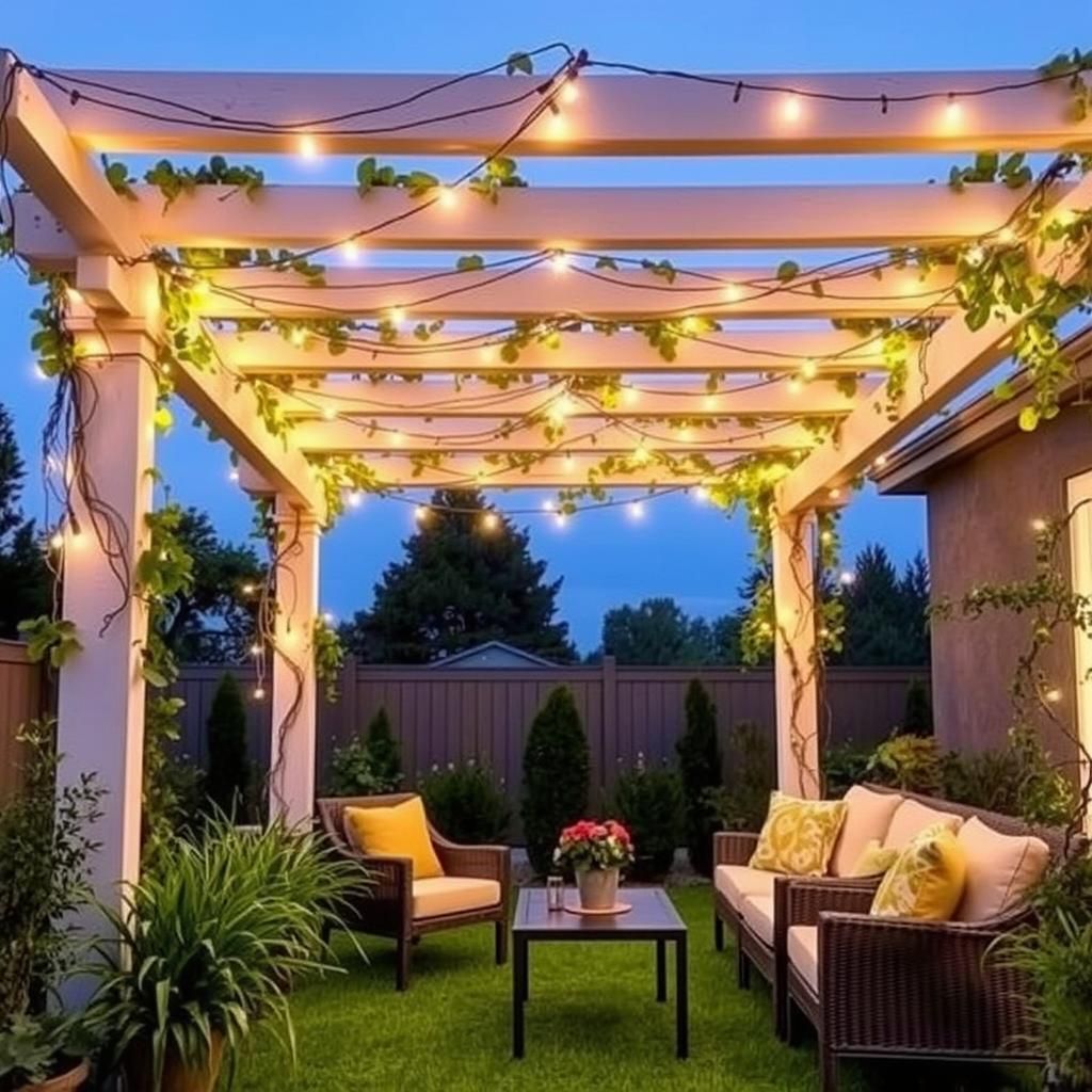 Adding finishing touches to a pergola.