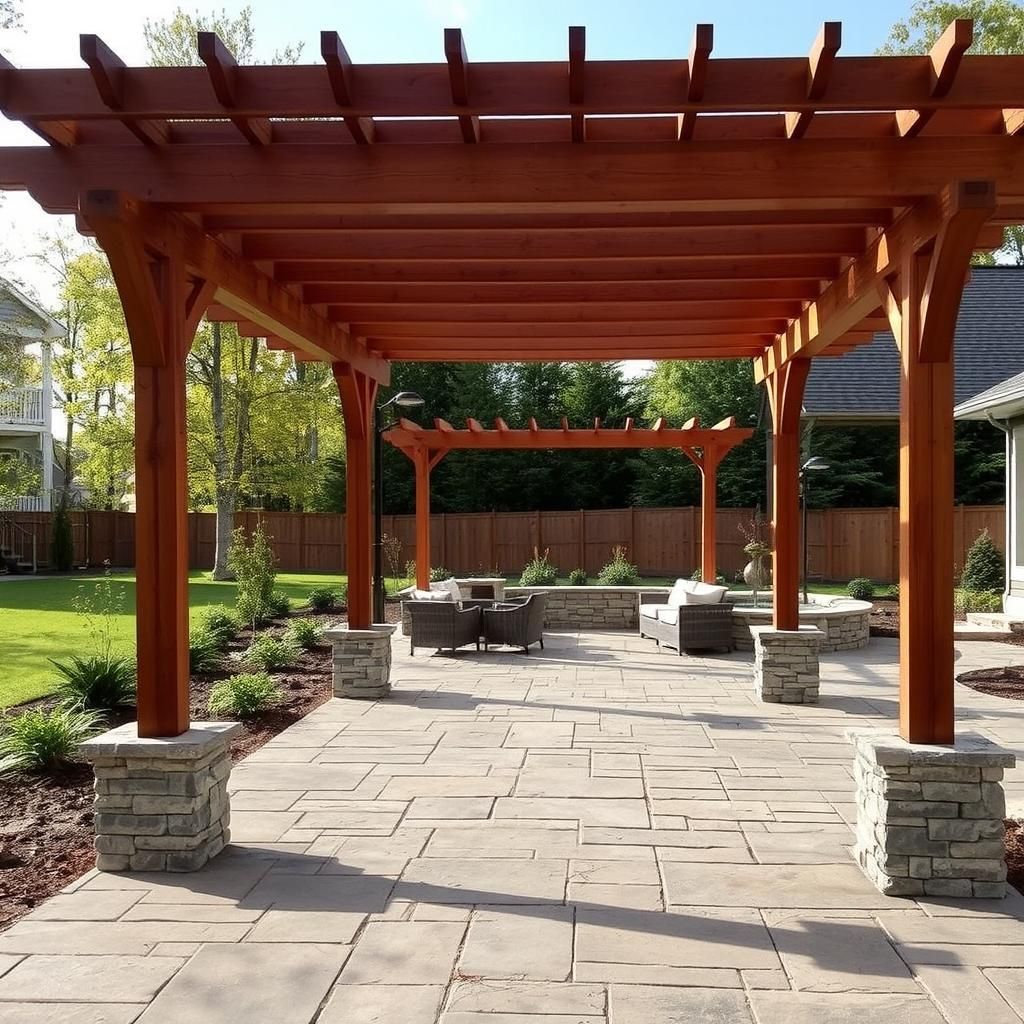 flagstone patio pergola transition