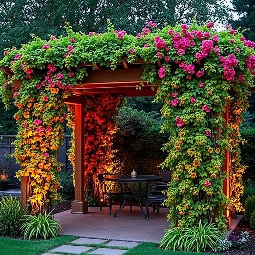 Freestanding Pergola Covered in Climbing Vines