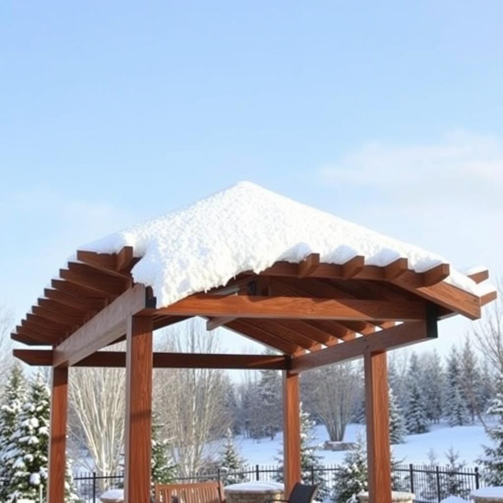 Gable Pergola Roof in Snowy Landscape