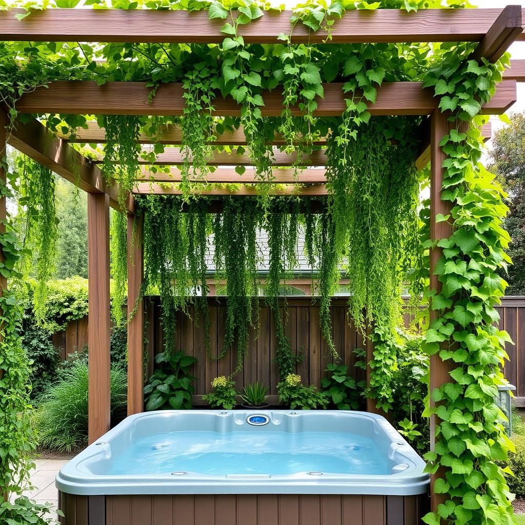 Hot Tub Pergola with Greenery