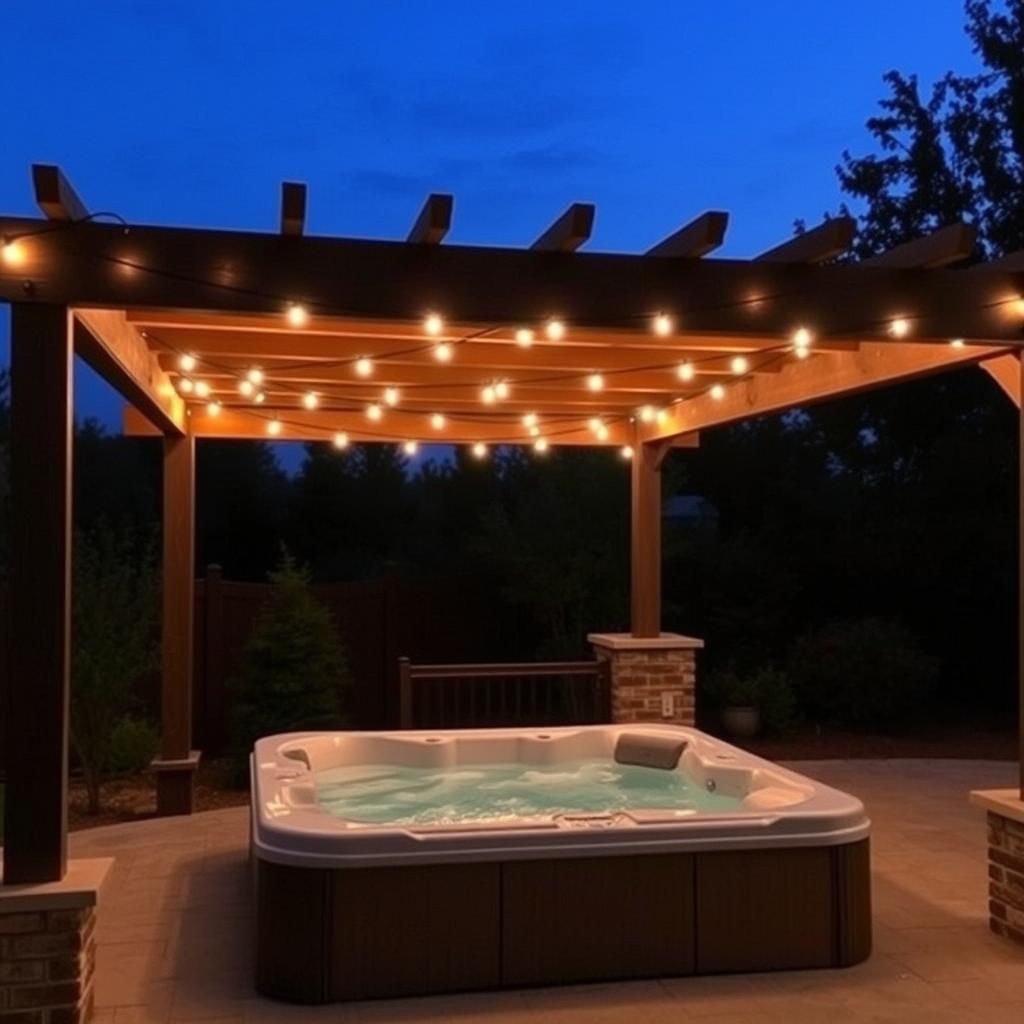 Hot Tub Pergola with Lighting