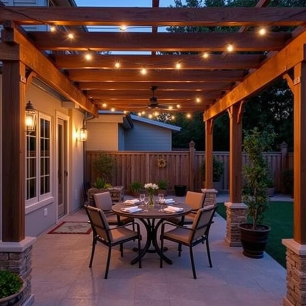 Intimate Dining Area with a Toja Grid Pergola