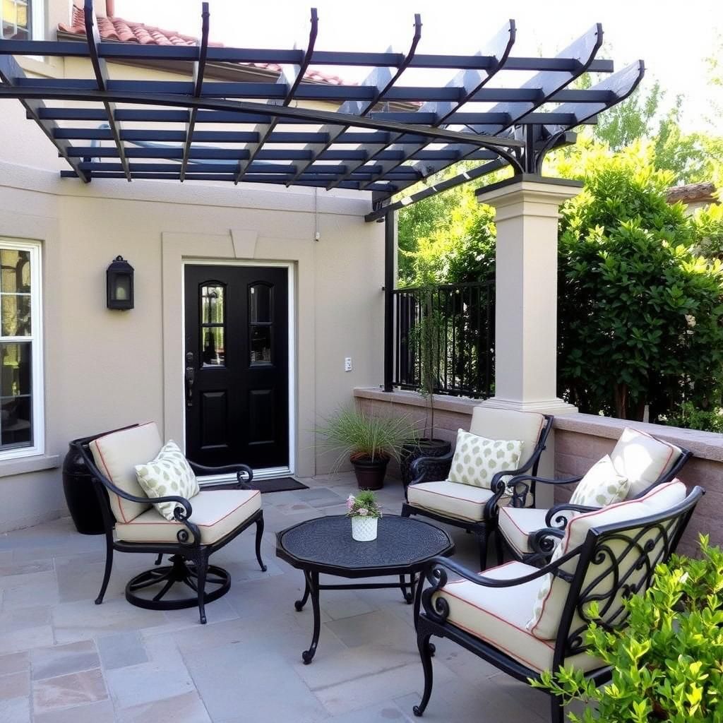 Iron Pergola With Outdoor Furniture