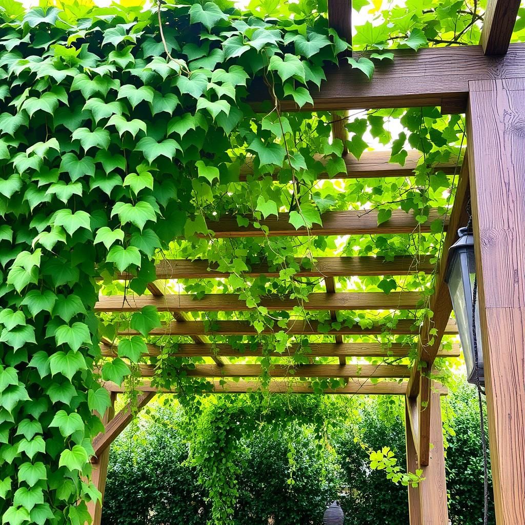 A Pergola Covered in Lush Green Vines, Creating a Natural and Enchanting Atmosphere