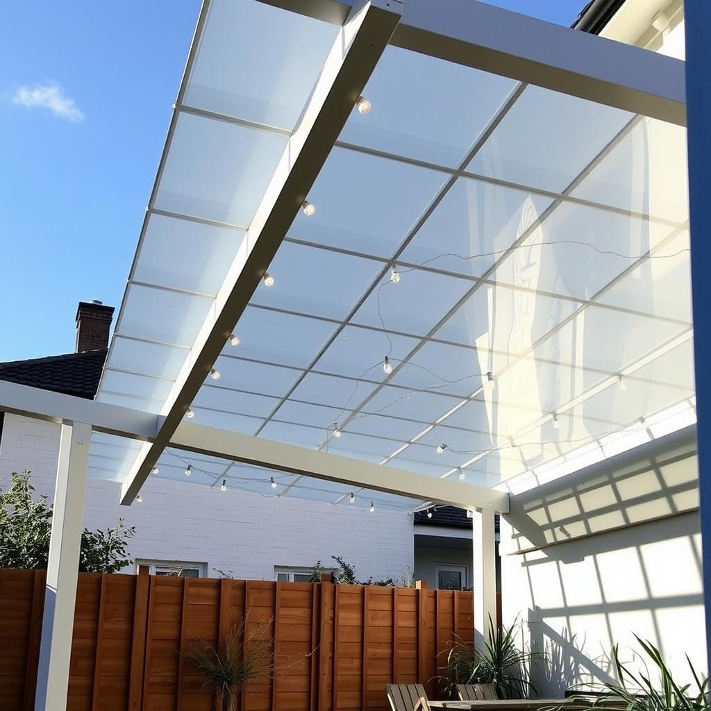 Modern Attached Pergola with Rain Cover