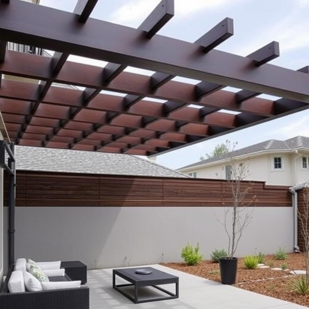 Modern Cantilever Pergola Overlooking Patio