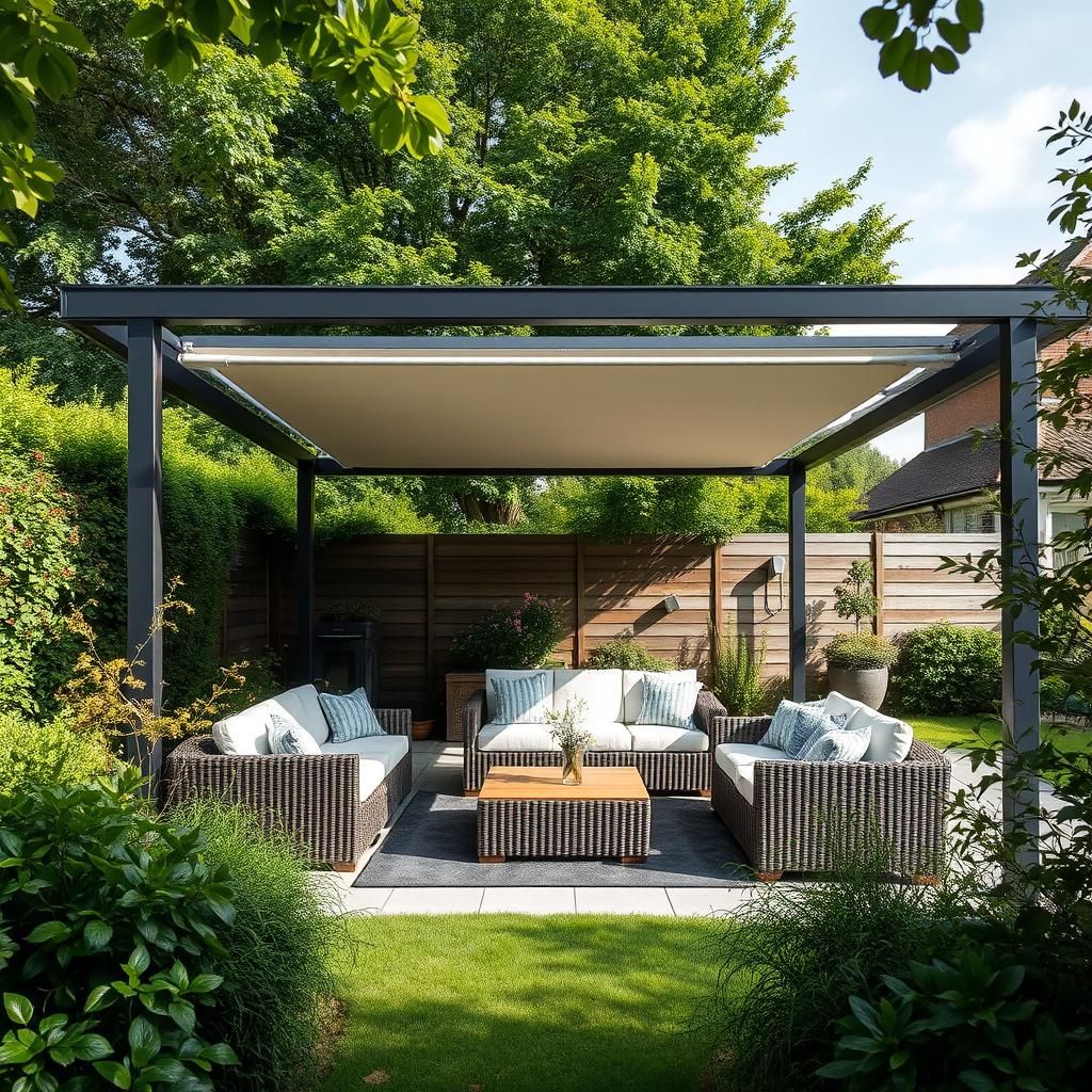 Modern Covered Pergola in a UK Garden