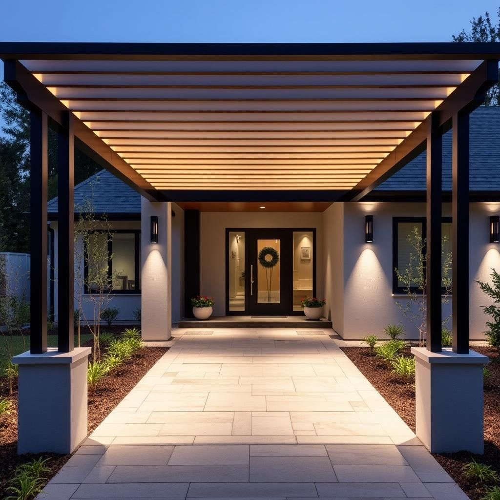 Modern Front Path Pergola Design