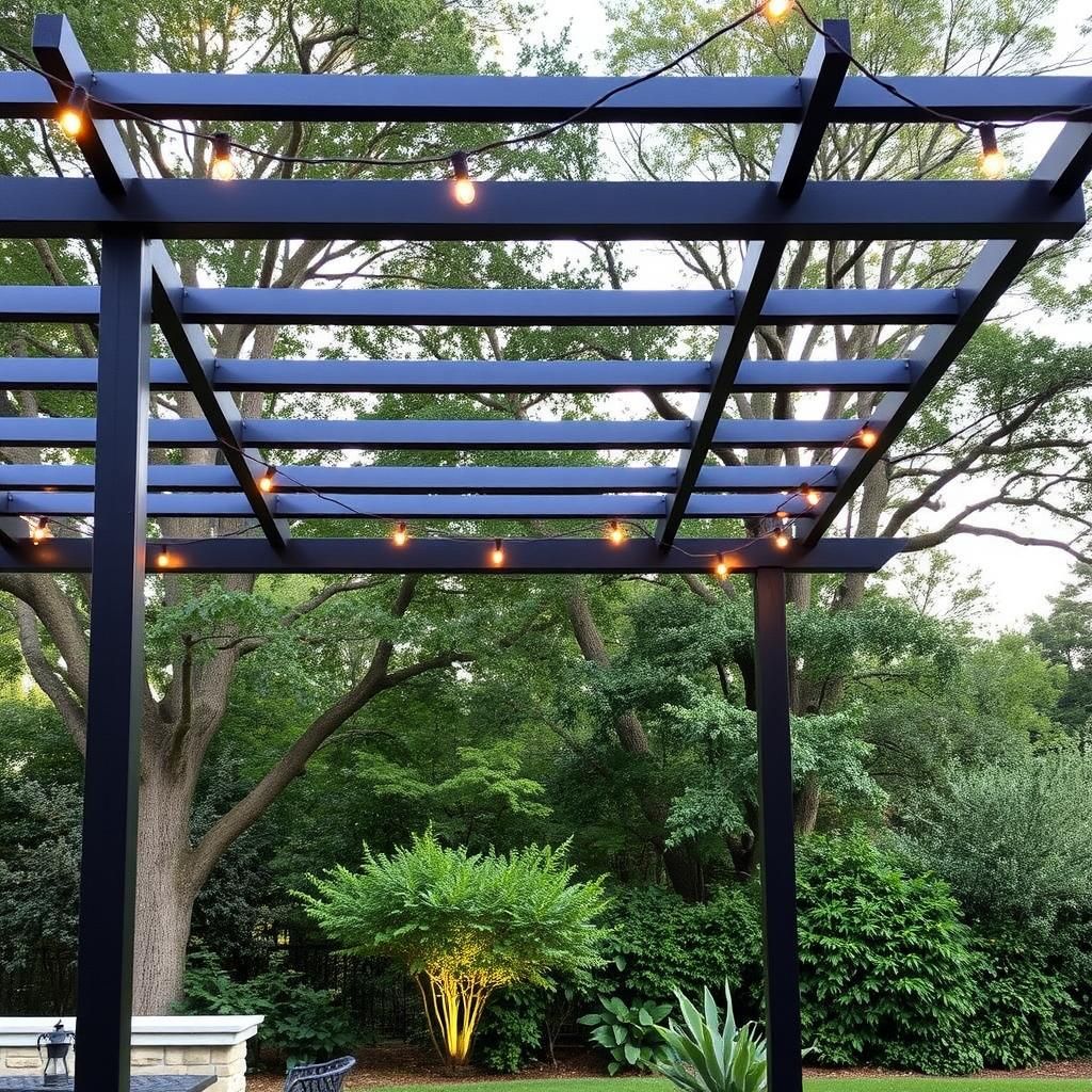 Modern Metal Pergola in a Southern Garden