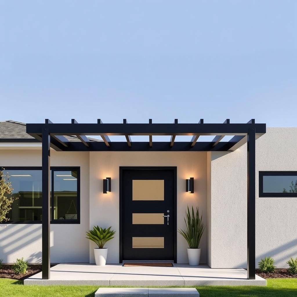 Modern Metal Pergola with Integrated Lighting