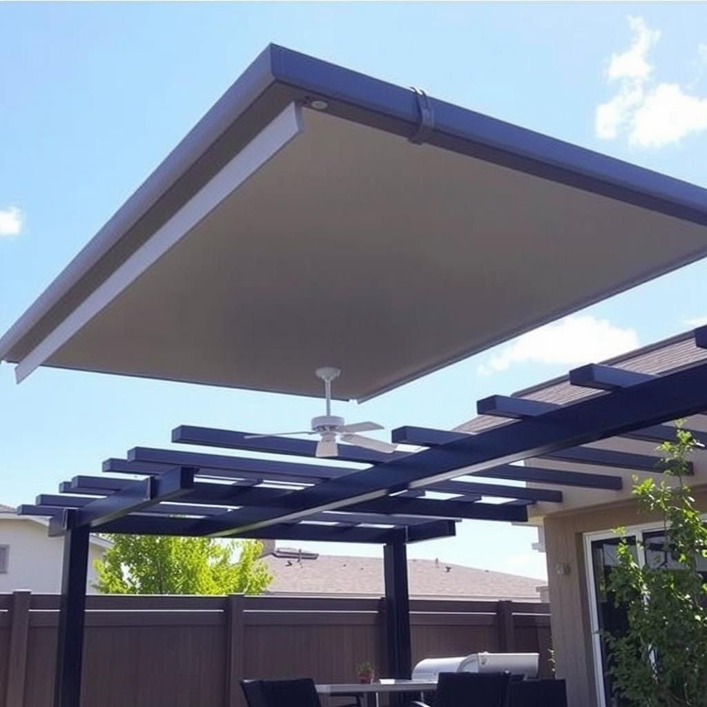 Modern Metal Pergola with Retractable Canopy