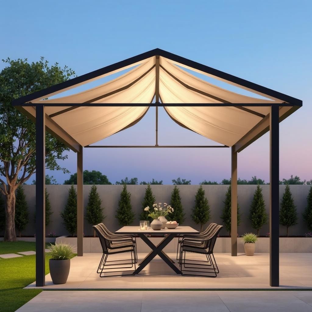 Modern Minimalist Gazebo Pergola with Metal Frame