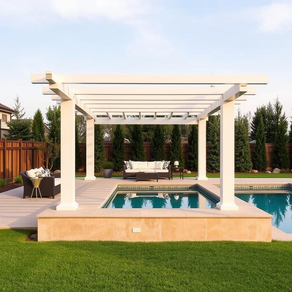 Modern pergola above ground pool