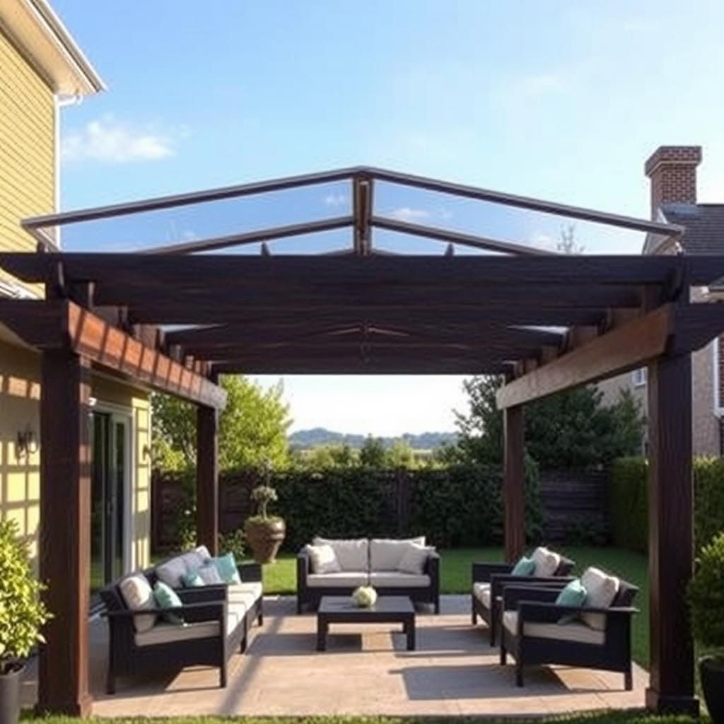 Modern pergola with a clear roof