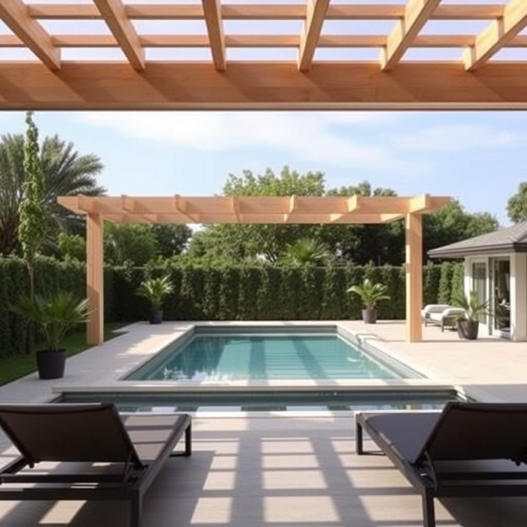 Modern pergola design for an above-ground pool