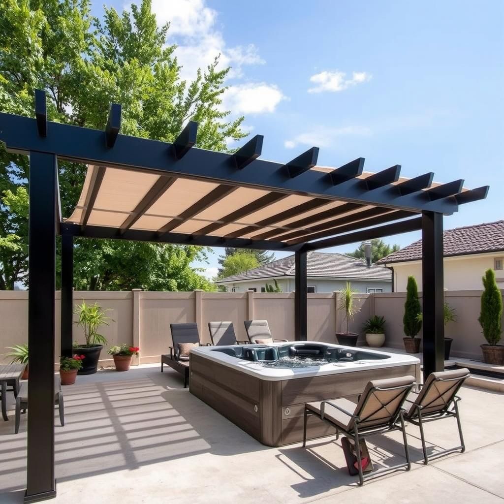 Modern Pergola Over Hot Tub