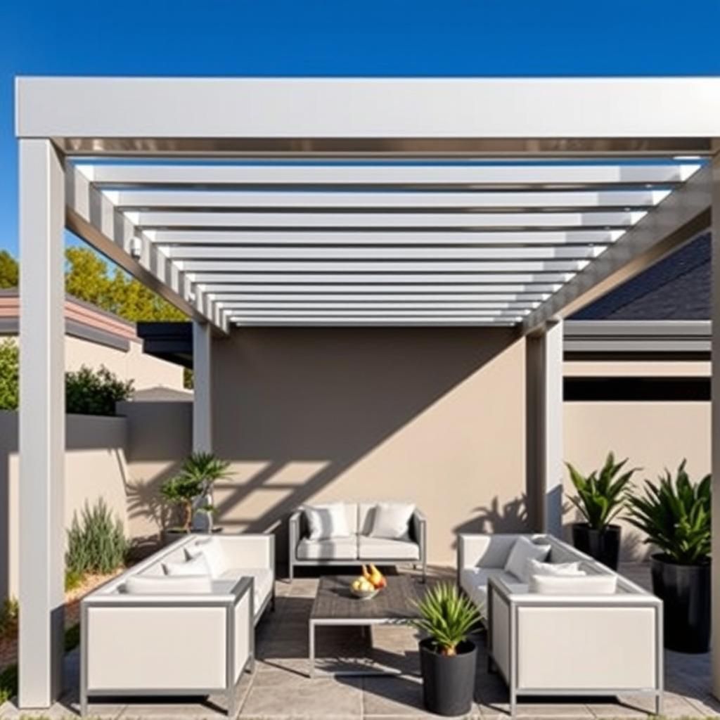 Modern pergola with lounge area