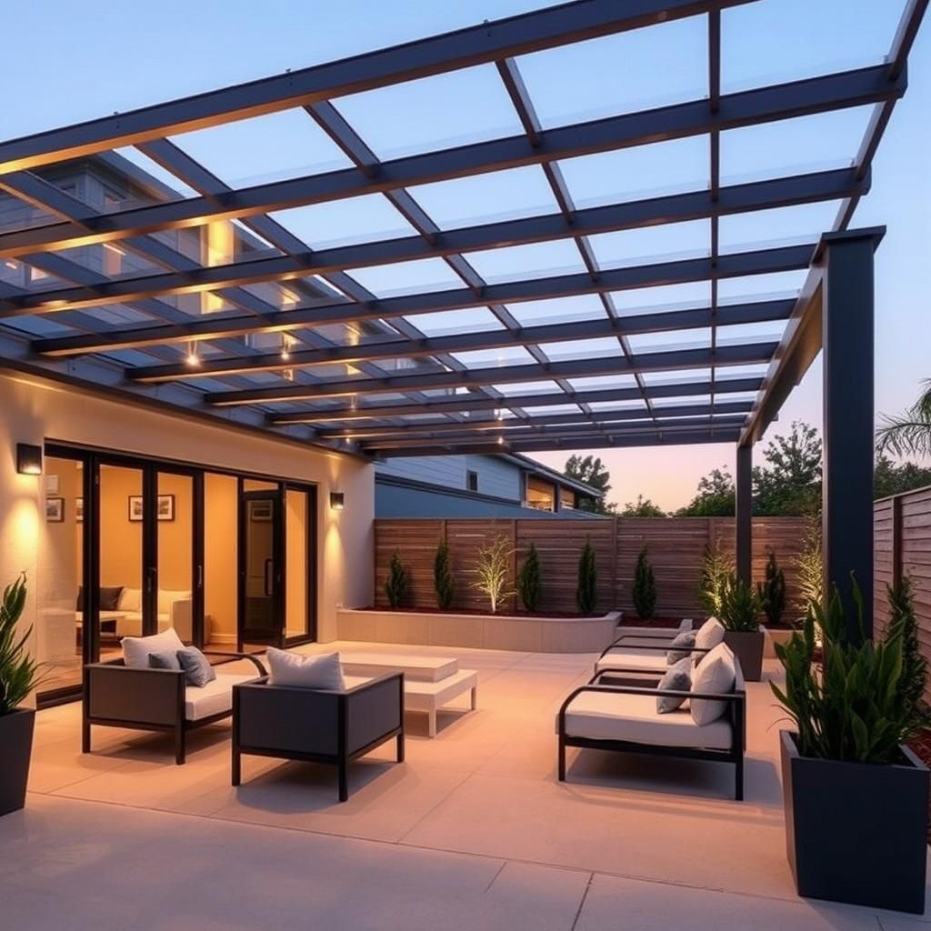 Modern Polycarbonate Pergola with Integrated Lighting