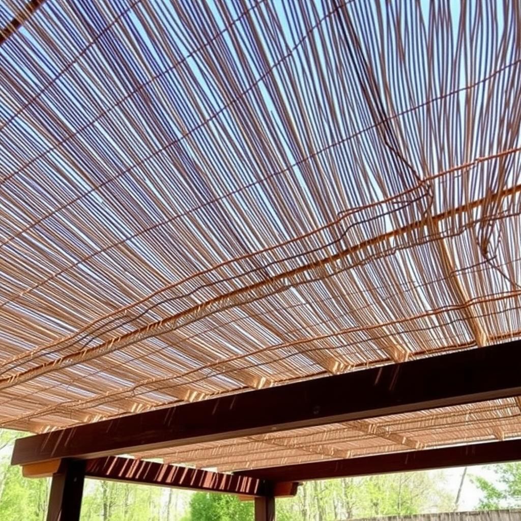 Pergola with a bamboo roof