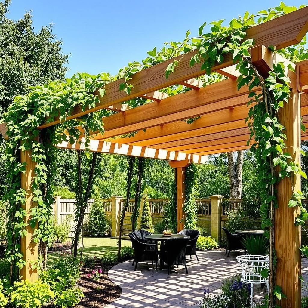 Natural Pergola with Climbing Vines