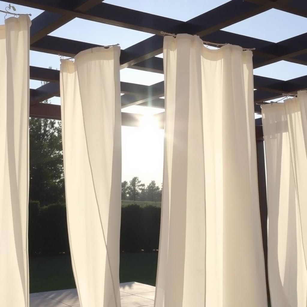 Outdoor curtains on a pergola