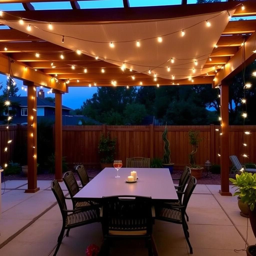 Enhanced Ambiance for Outdoor Dining with Pergola and Solar Shade