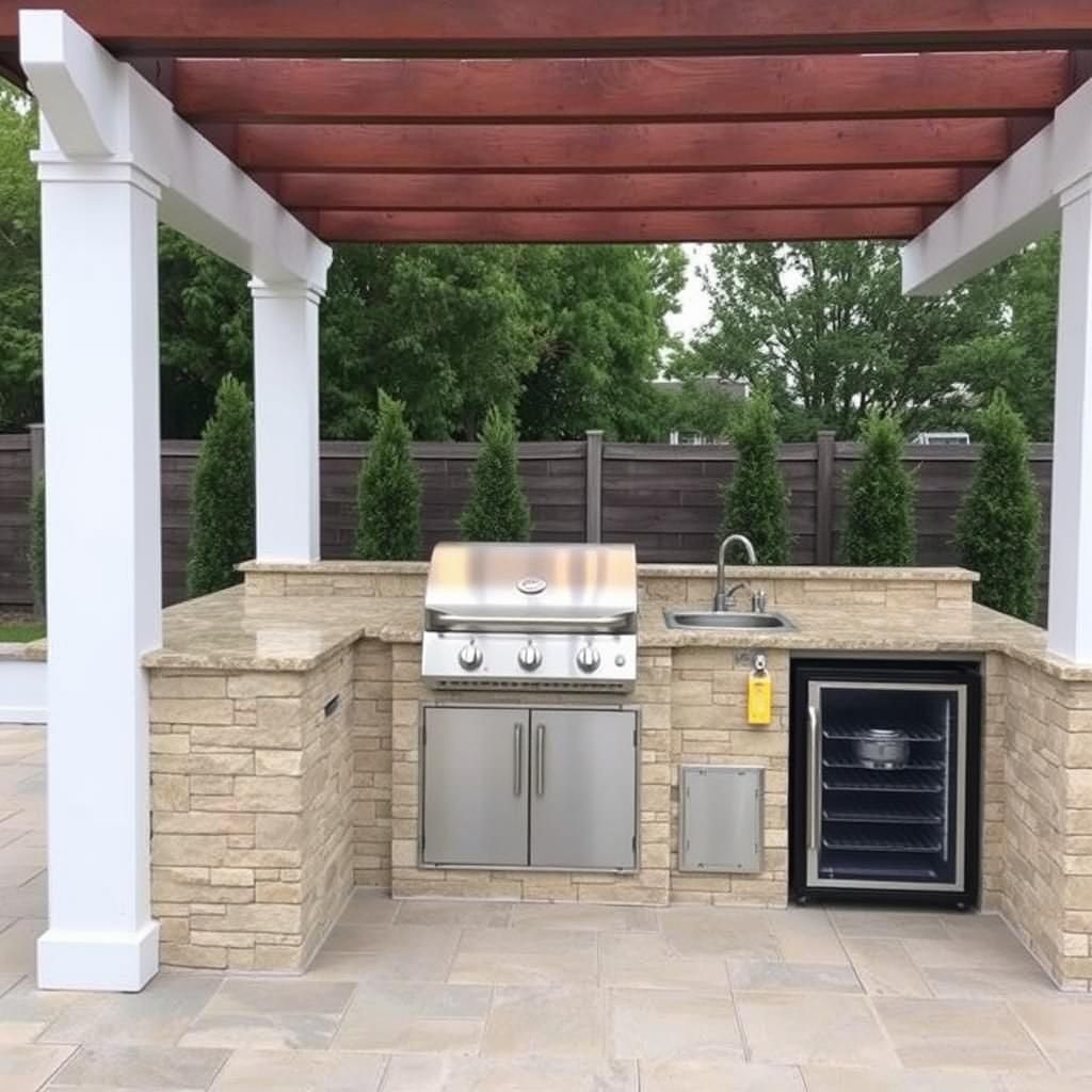 Outdoor Kitchen Under Pergola