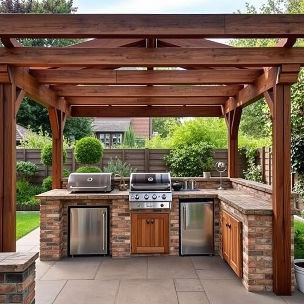 Outdoor Kitchen Under a Covered Pergola in the UK