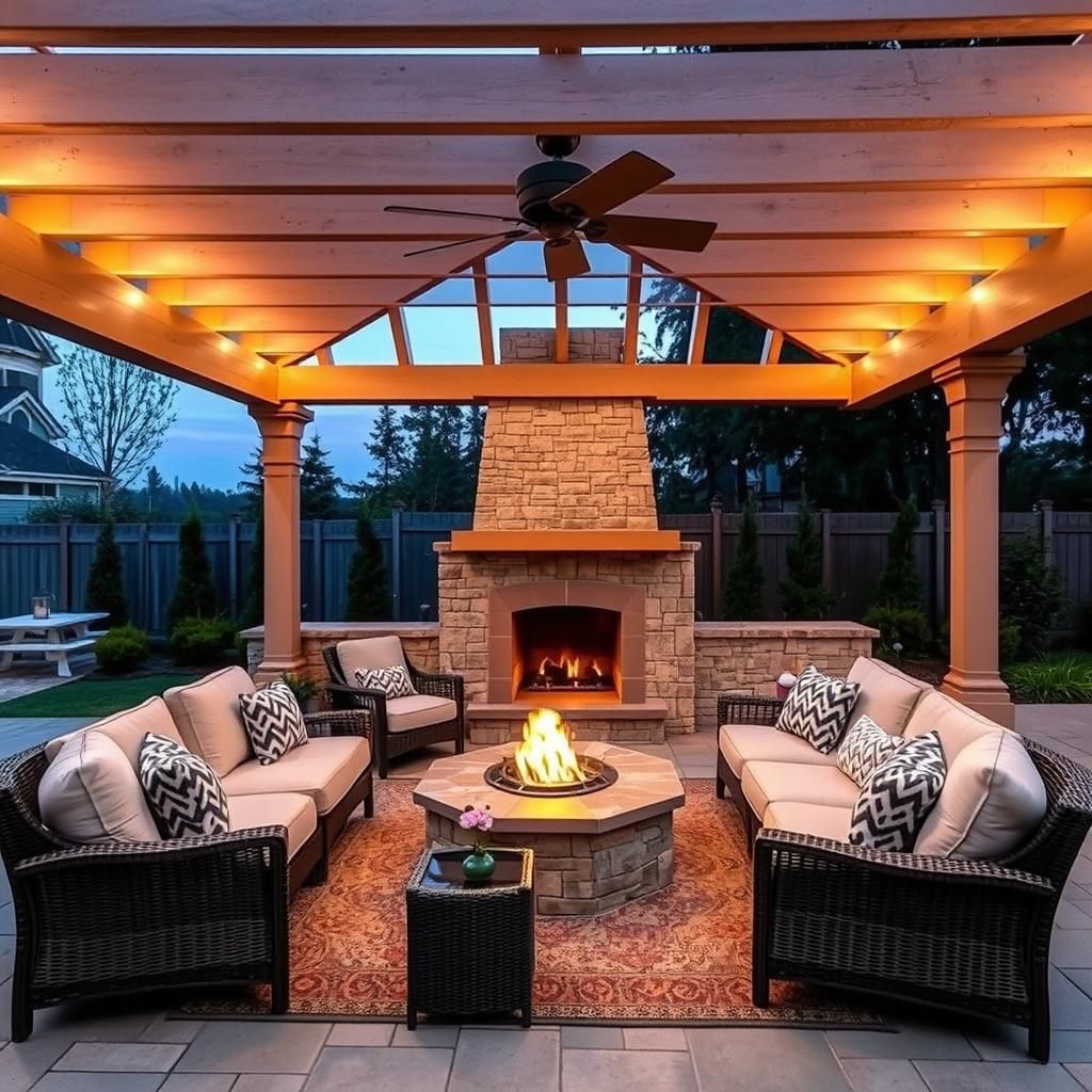 Outdoor living room with pergola