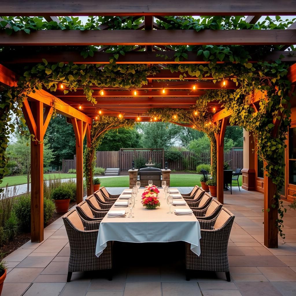 Outdoor Pergola Dining Area