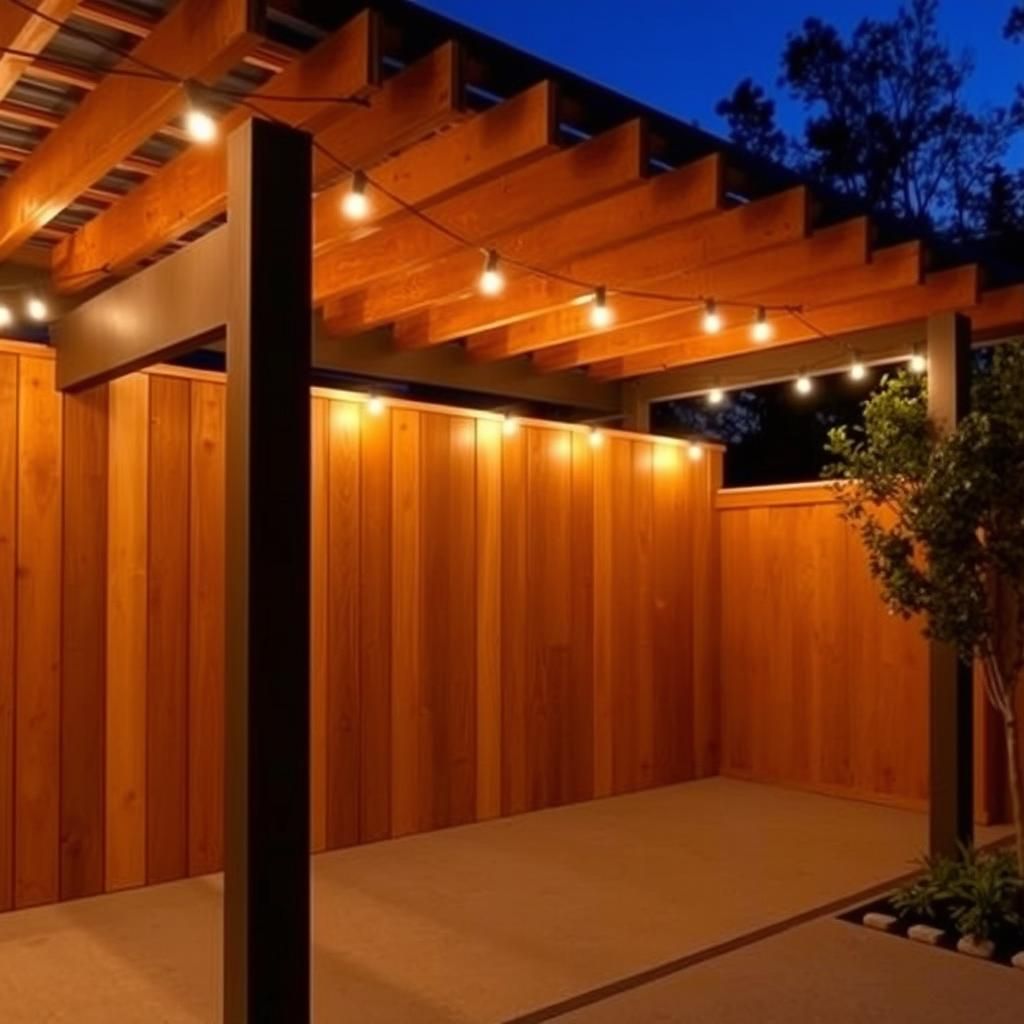 Pergola with privacy wall