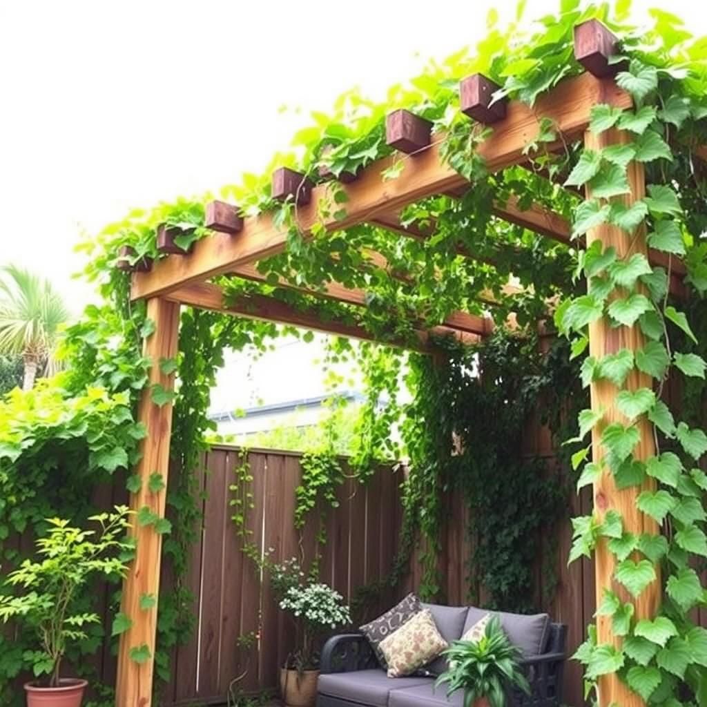 Pallet Pergola with Climbing Vines