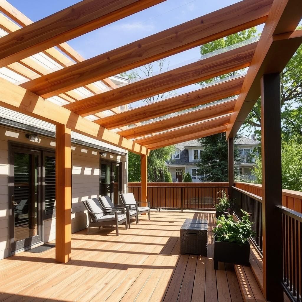 Modern Partial Pergola Over Deck