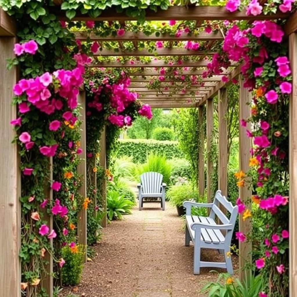 Pathway Pergola Adorned with Climbing Vines