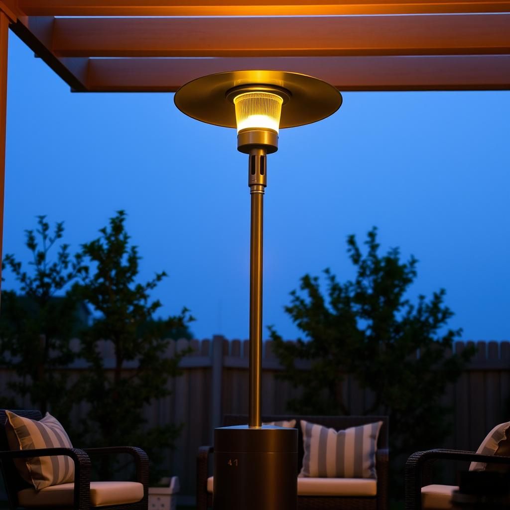 Patio heater warming a pergola